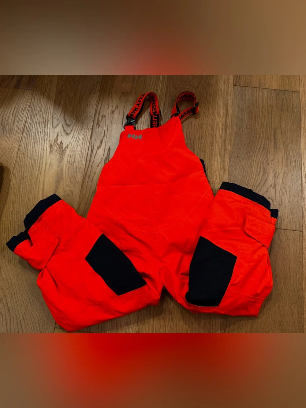 Helly Hansen Bright Orange Kids Ski/Snow Bibs w/ Navy Accents